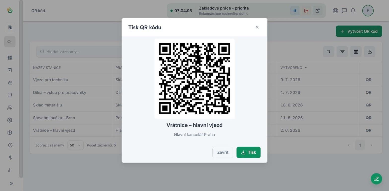 Kdo dorazil na objekt — s GPS a QR