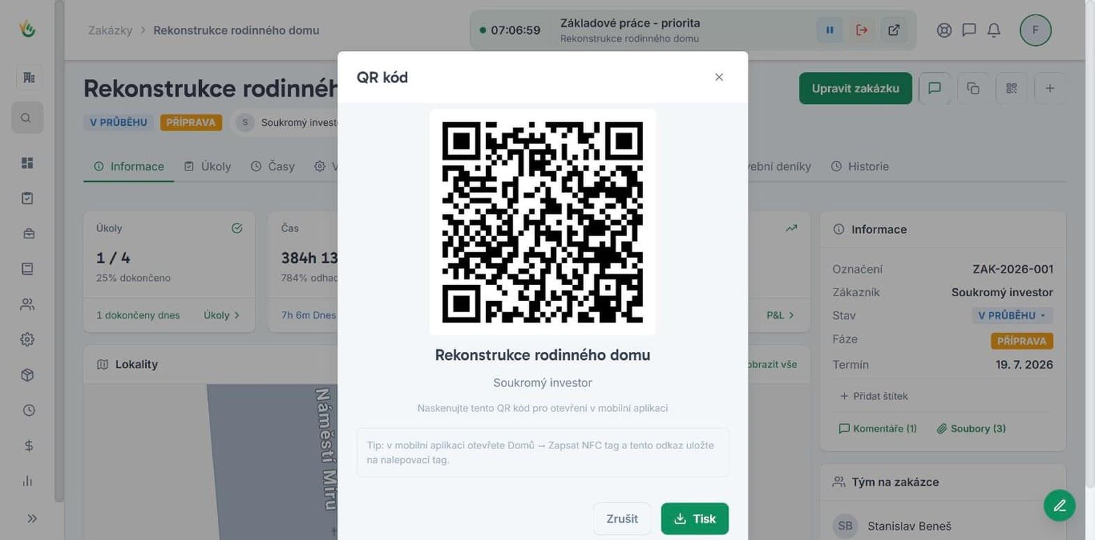 Nálepka na místě, po naskenování je vše na mobilu