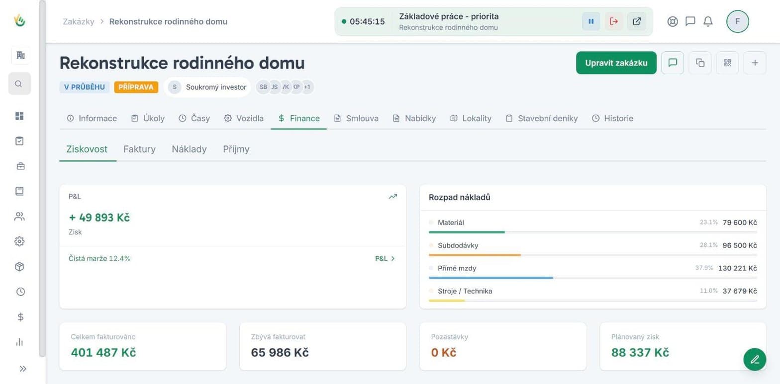 U každé zakázky vidíte, kolik na ní reálně zbude