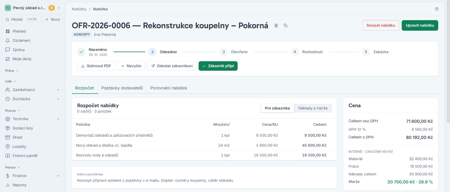 Koncept nabídky založený asistentem v seznamu nabídek